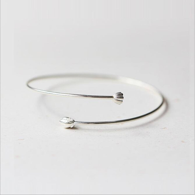 Floréa Bangle bracelete feminino floral prata minimalista