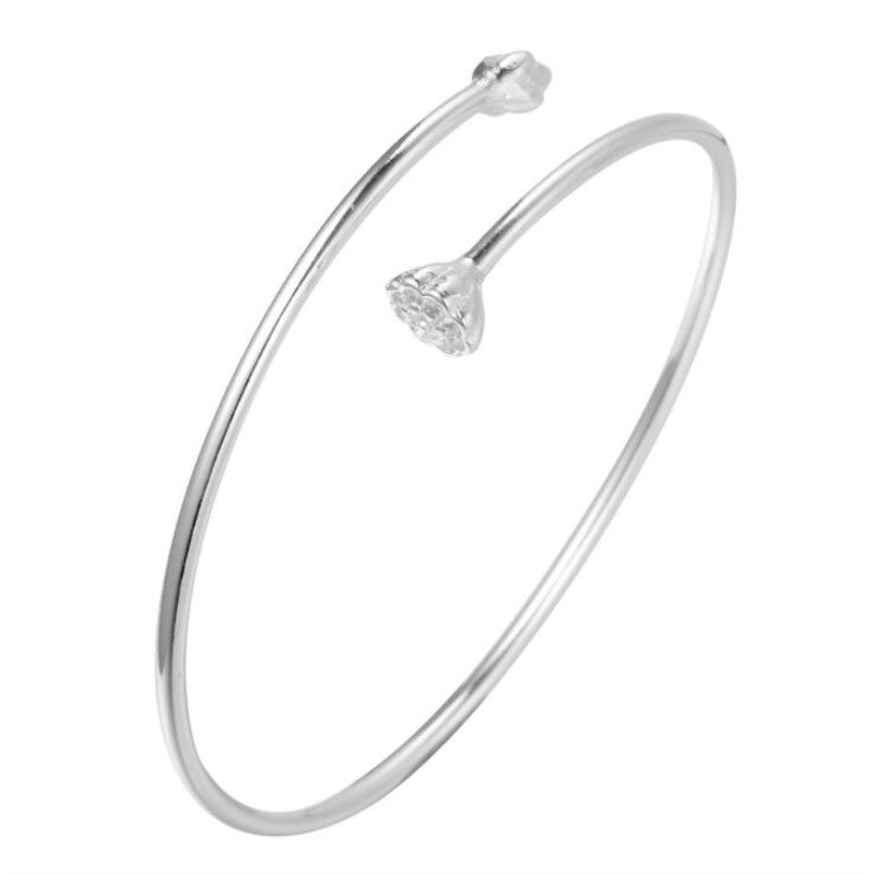 Floréa Bangle bracelete feminino floral prata minimalista