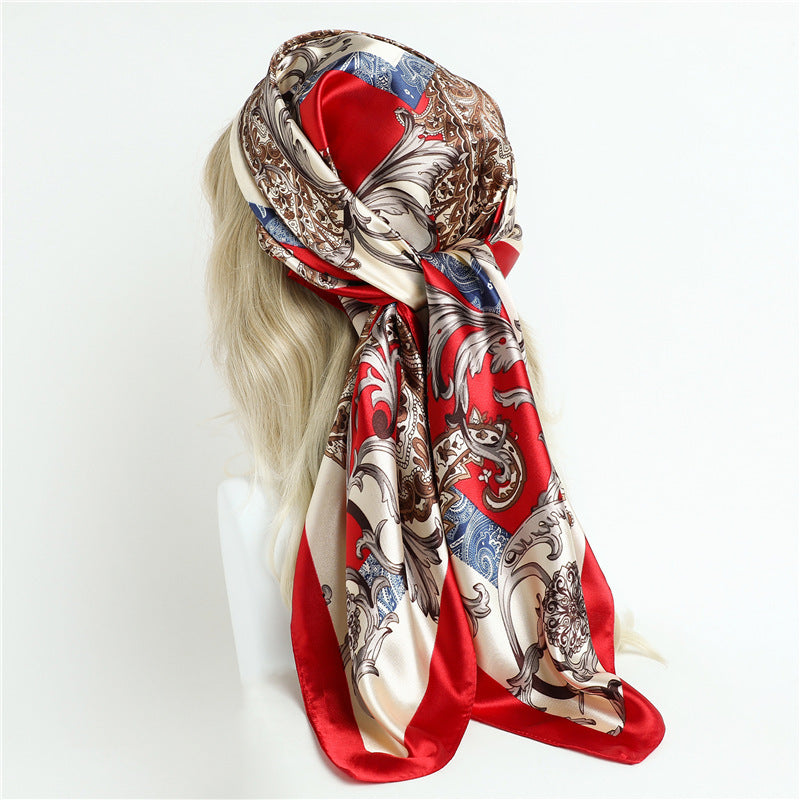 Capri Silk Scarf 90 cm Cetim Lenço Feminino Serenyah