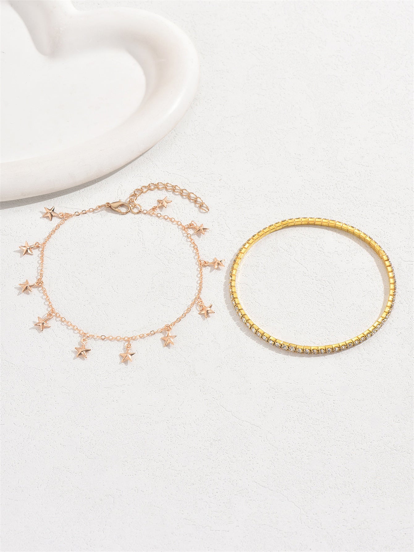 Seychelles Anklet Collection Tornozeleira feminina com pingentes de coração e cristais