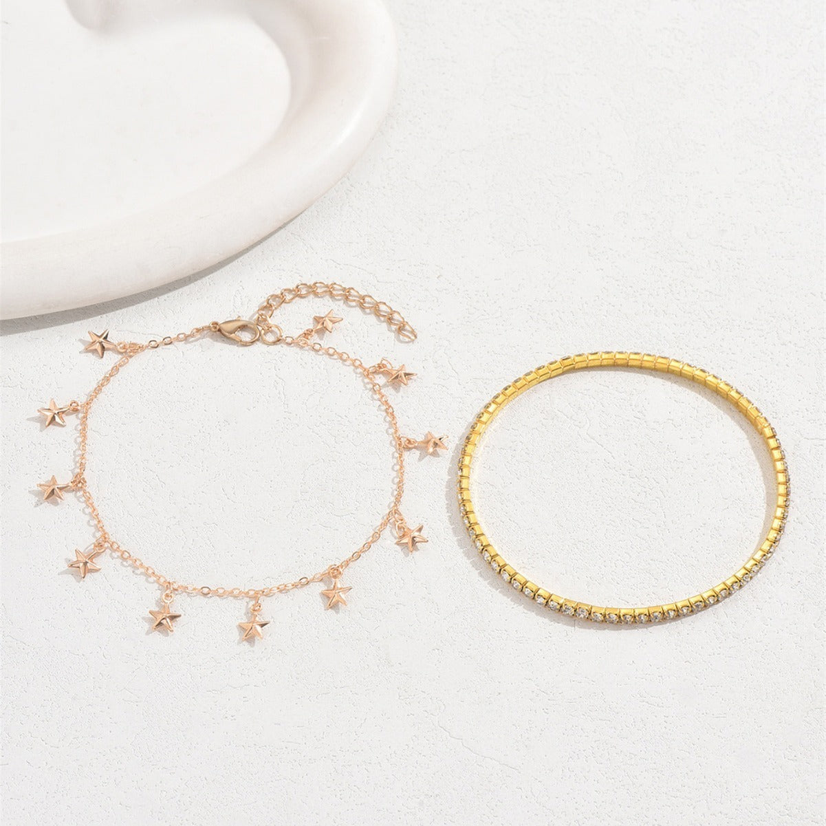 Seychelles Anklet Collection Tornozeleira feminina com pingentes de coração e cristais