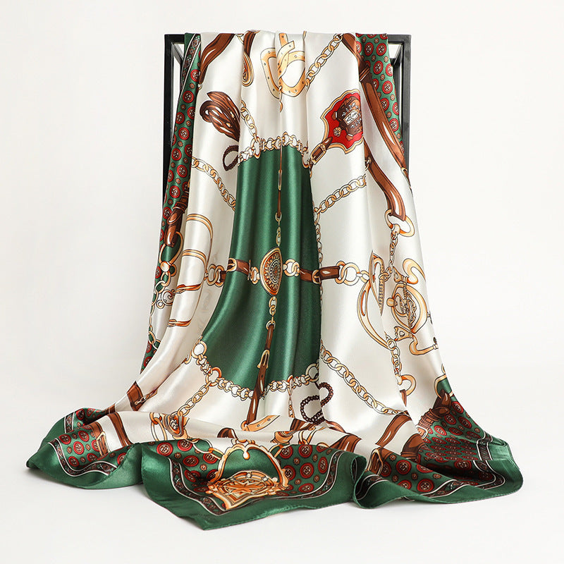 Capri Silk Scarf 90 cm Cetim Lenço Feminino Serenyah