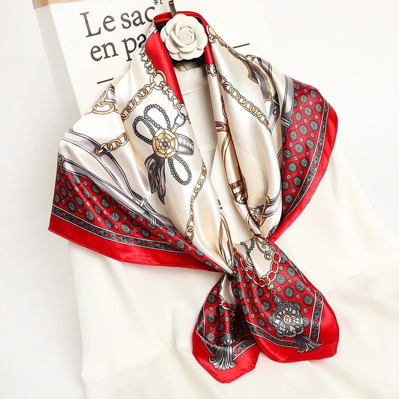 Capri Silk Scarf 90 cm Cetim Lenço Feminino Serenyah
