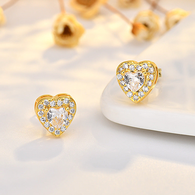 Lustre Trio Brincos de Zircônia | Conjunto Coração Quadrado Redondo Serenyah
