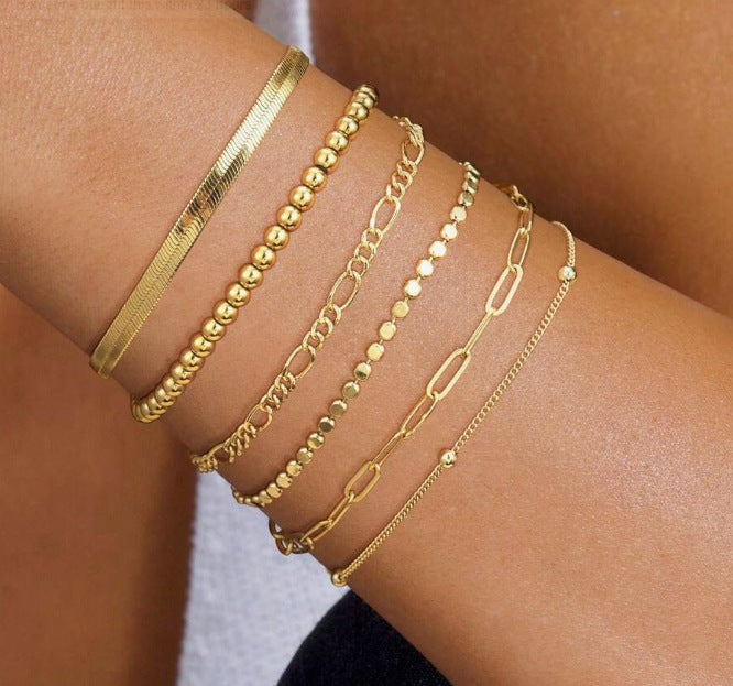 Aurah Bracelet Set – Pulseira Feminina Dourada Minimalista Serenyah