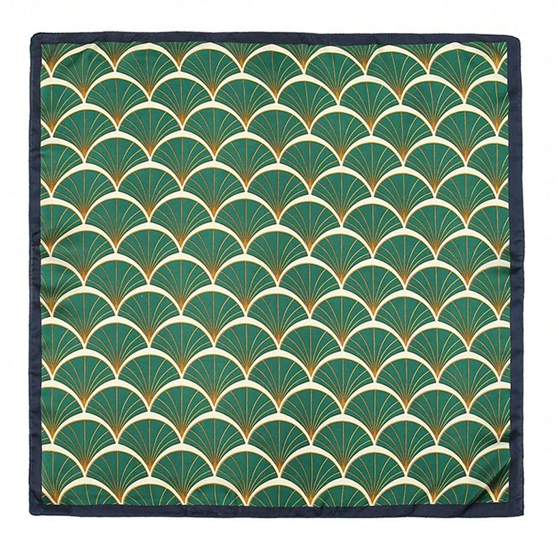 Emerald Deco Silk Scarf 70 cm Lenço Feminino Serenyah