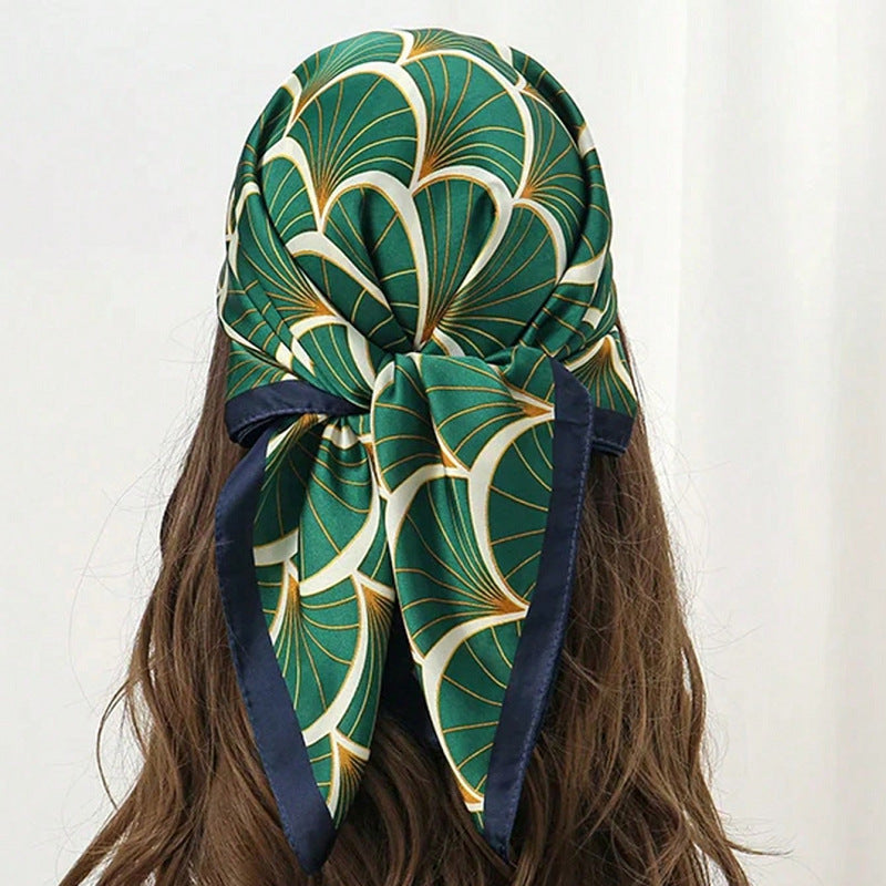 Emerald Deco Silk Scarf 70 cm Lenço Feminino Serenyah