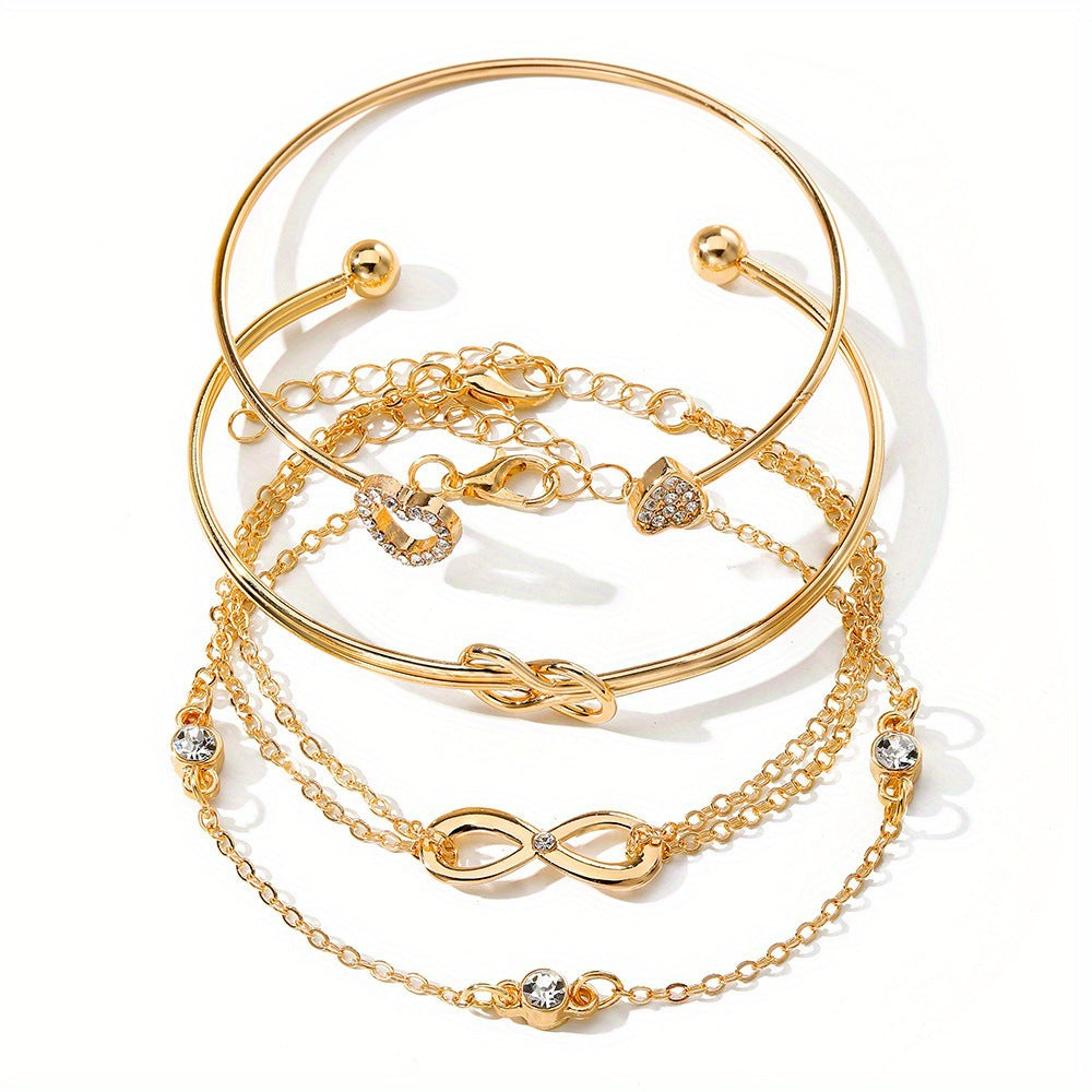 Amoré Infinito Set - Conjunto de Pulseiras Femininas Douradas com Coração e Infinito Serenyah