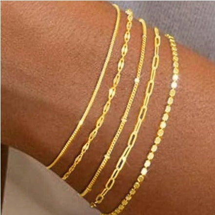 Aurah Bracelet Set – Pulseira Feminina Dourada Minimalista Serenyah