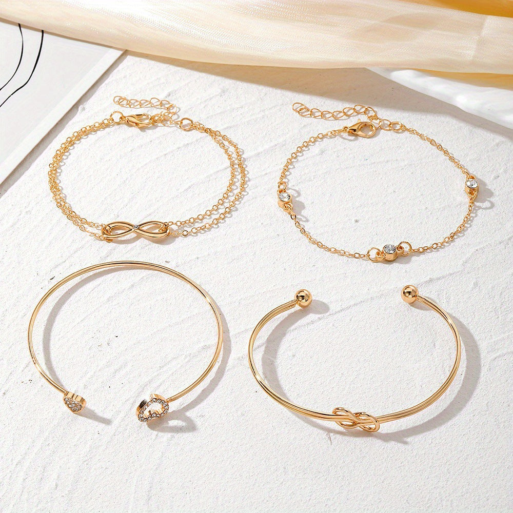 Amoré Infinito Set - Conjunto de Pulseiras Femininas Douradas com Coração e Infinito Serenyah