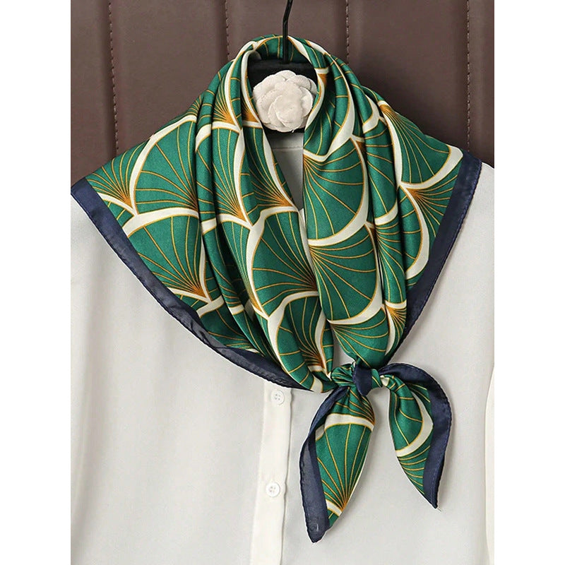 Emerald Deco Silk Scarf 70 cm Lenço Feminino Serenyah