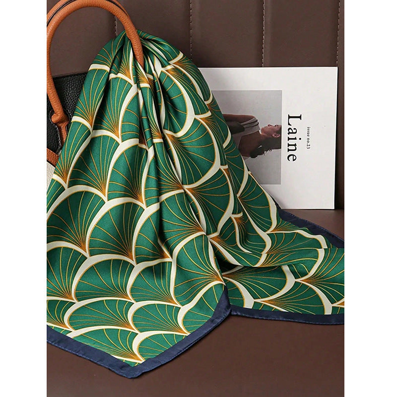 Emerald Deco Silk Scarf 70 cm Lenço Feminino Serenyah