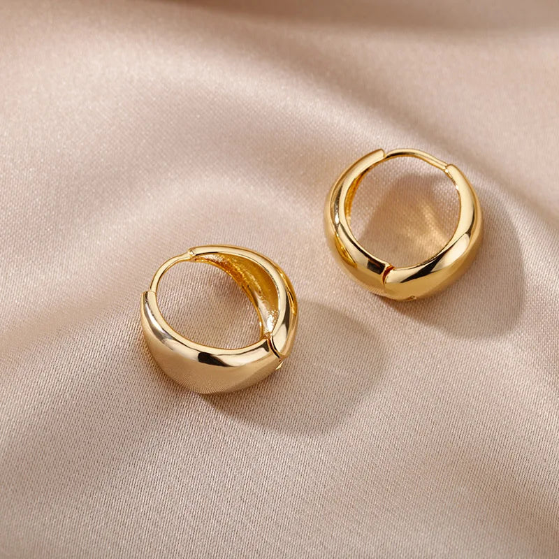 Chunky Huggie Hoop Earrings | Gold-Plated Stainless Steel Serenyah