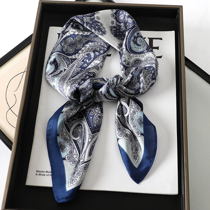 Silk-Touch Square Scarf Plaid Print Serenyah