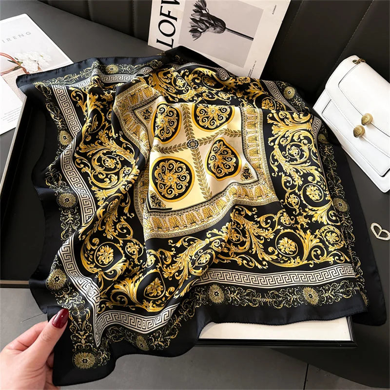 Silk-Touch Square Scarf Plaid Print Serenyah