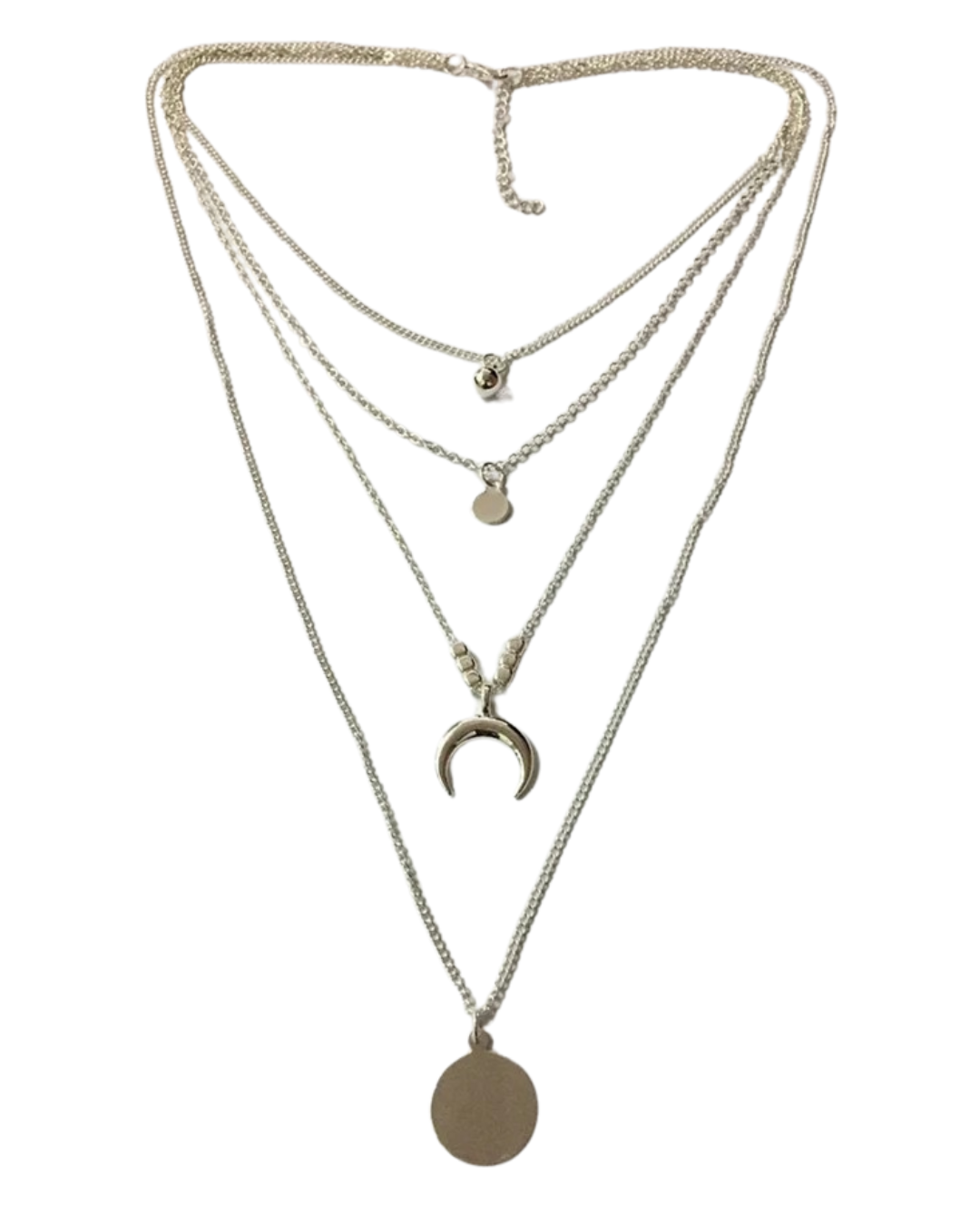 Luna Cascade Layered Necklace | Gold & Silver Moon Pendant – Serenyah