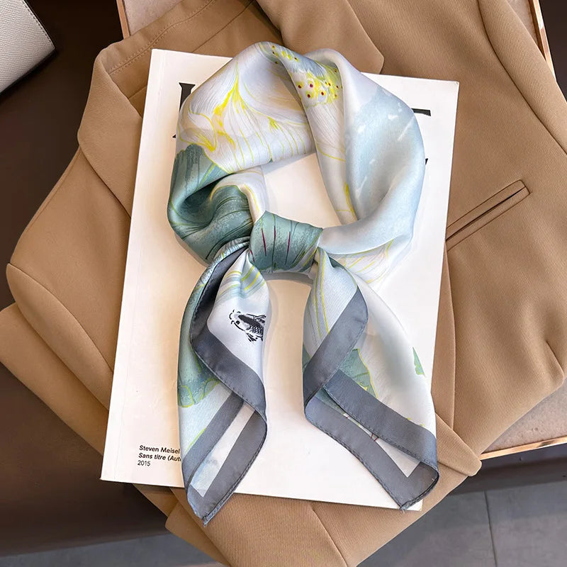 Silk-Touch Square Scarf Plaid Print Serenyah