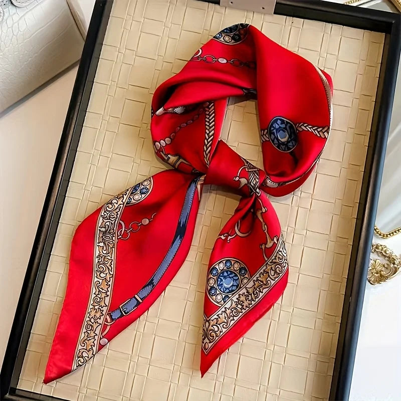 Silk-Touch Square Scarf Plaid Print Serenyah