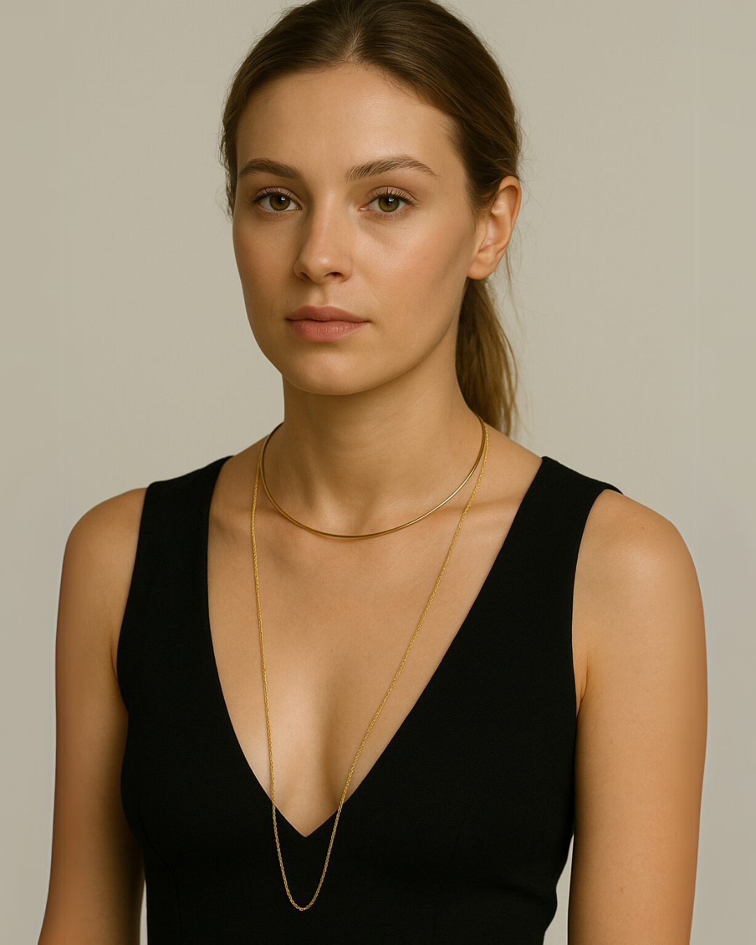 Aureum Curve Collar Dourado Layered Serenyah