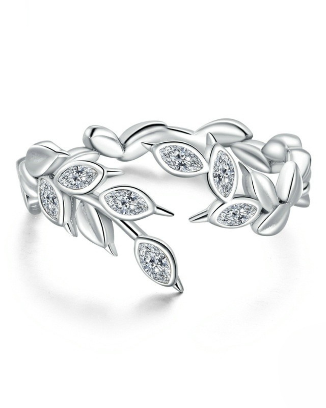 Aurina Ring – Anel em Prata 925 com detalhes em espiga de trigo e aro aberto ajustável