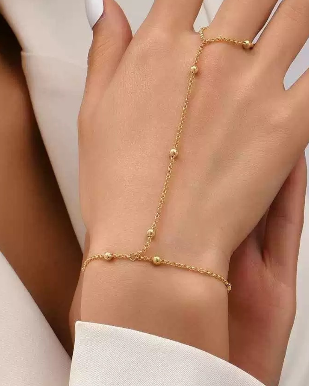 Bracciale Dorato - Pulseira de Mão com Corrente Dourada Elegante Serenyah