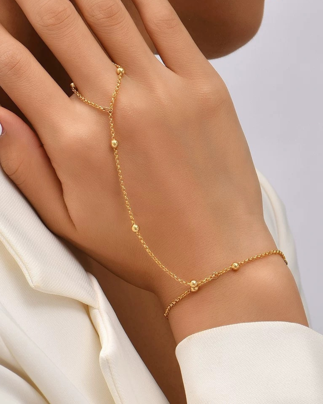 Bracciale Dorato - Pulseira de Mão com Corrente Dourada Elegante Serenyah