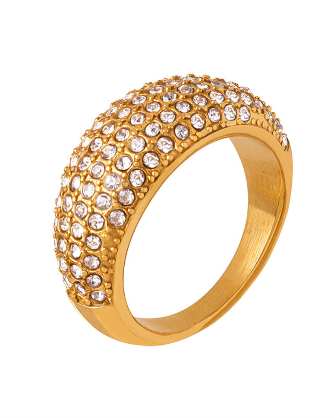 Celestea Ring – Anel cravejado com zircônias em aro largo prata ou dourado