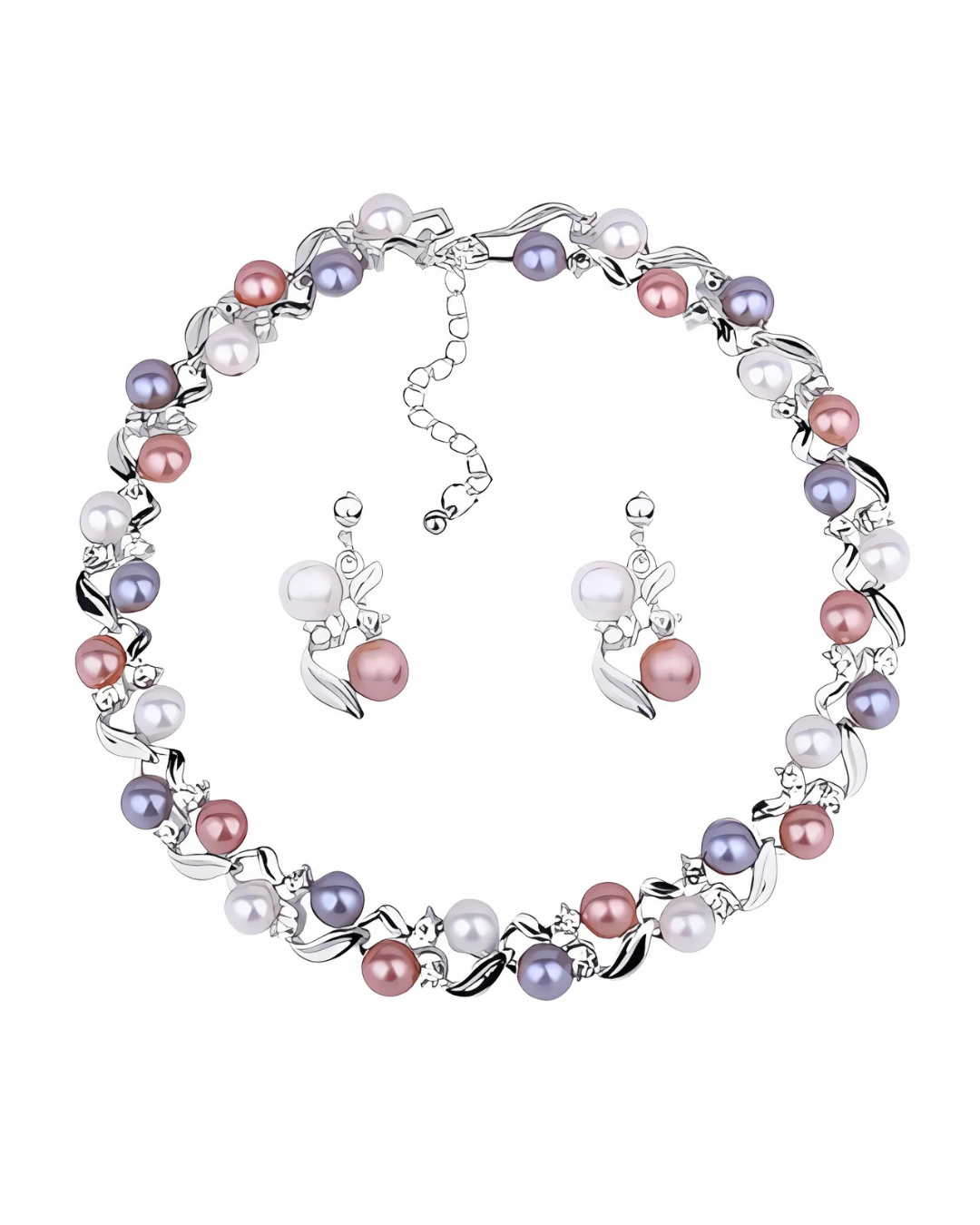 Fiore di Perla - Conjunto de Colar e Brincos com Pérolas Multicoloridas Serenyah