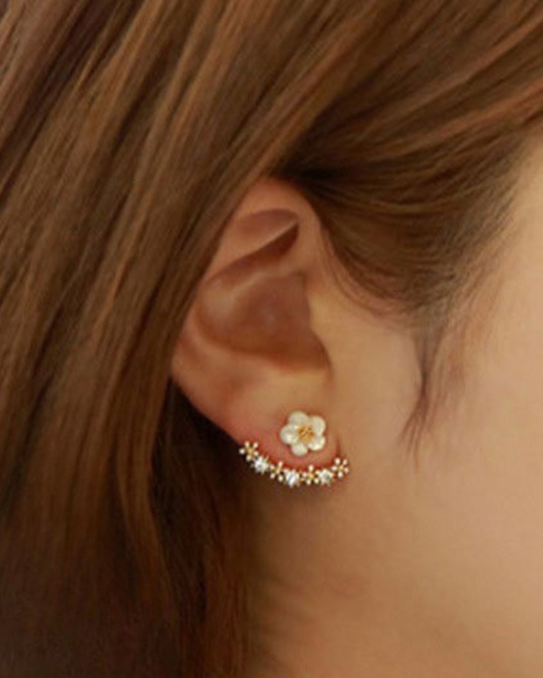 Fiorelle Earrings – Brinco Floral com Pérolas e Design Ajustável