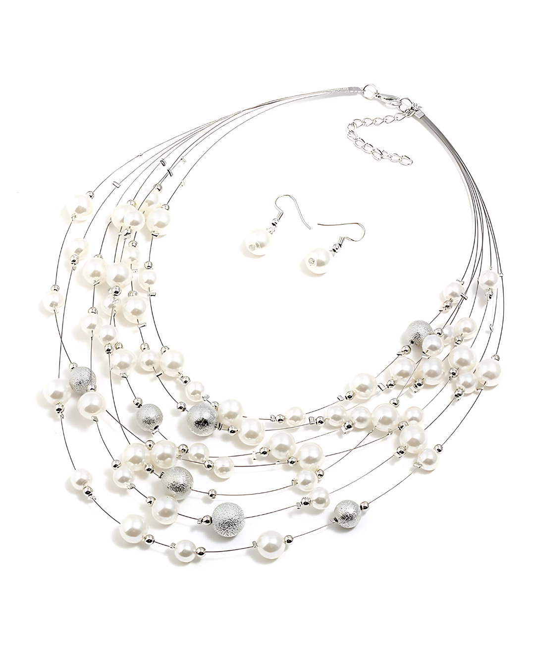 Galassia di Perle - Multilayer Pearl Necklace with Serenyah Earrings