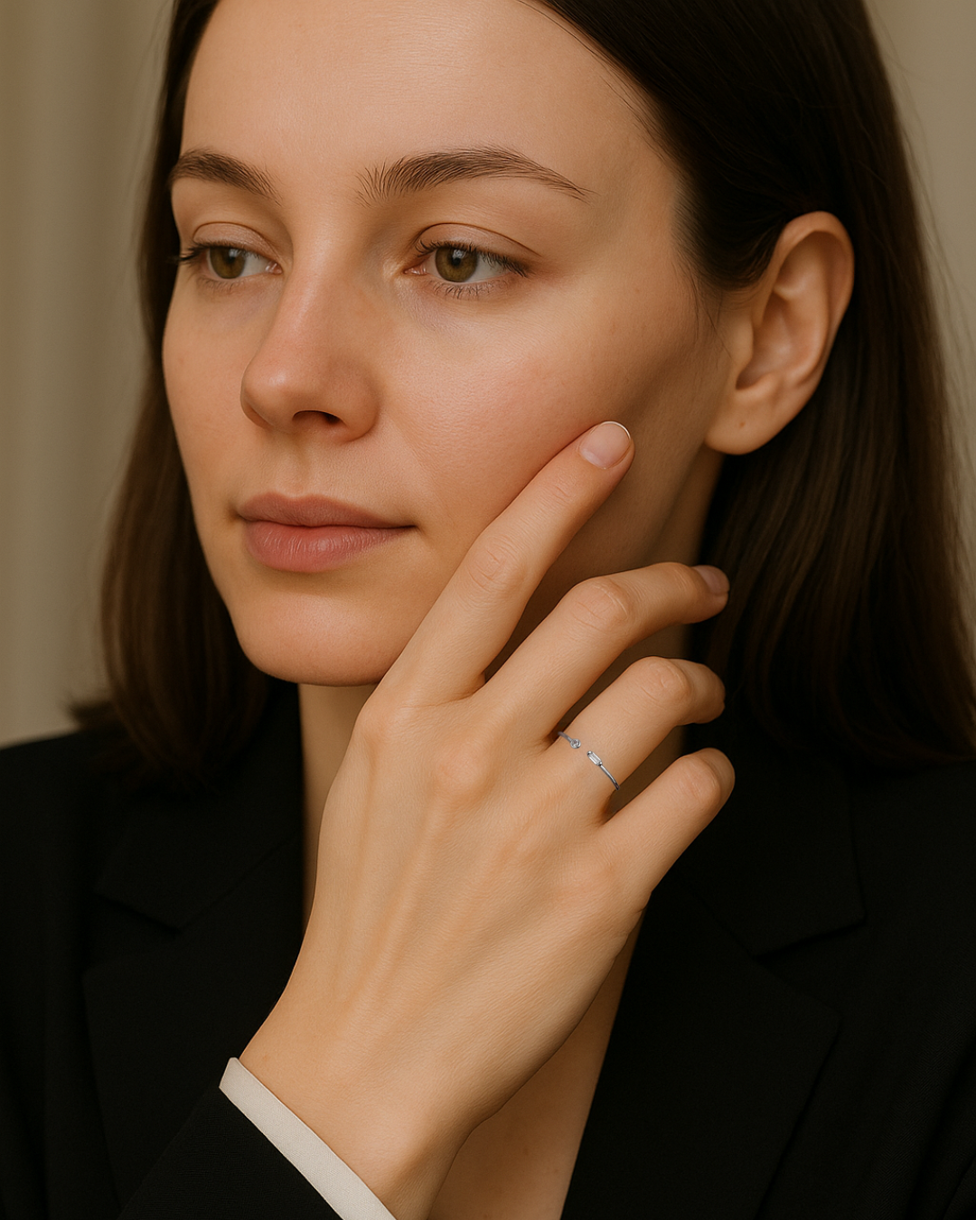 Iselya Ring – Anel aberto com zircônias lapidadas, disponível em prata e dourado com design minimalista