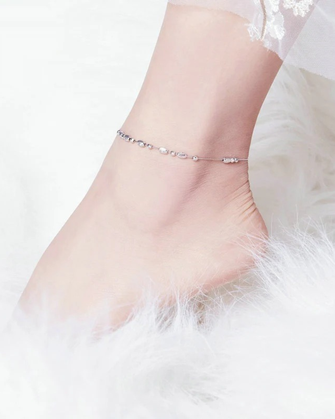 Luna Anklet Tornozeleira Prata 925 Minimalista Semi-jóias Serenyah