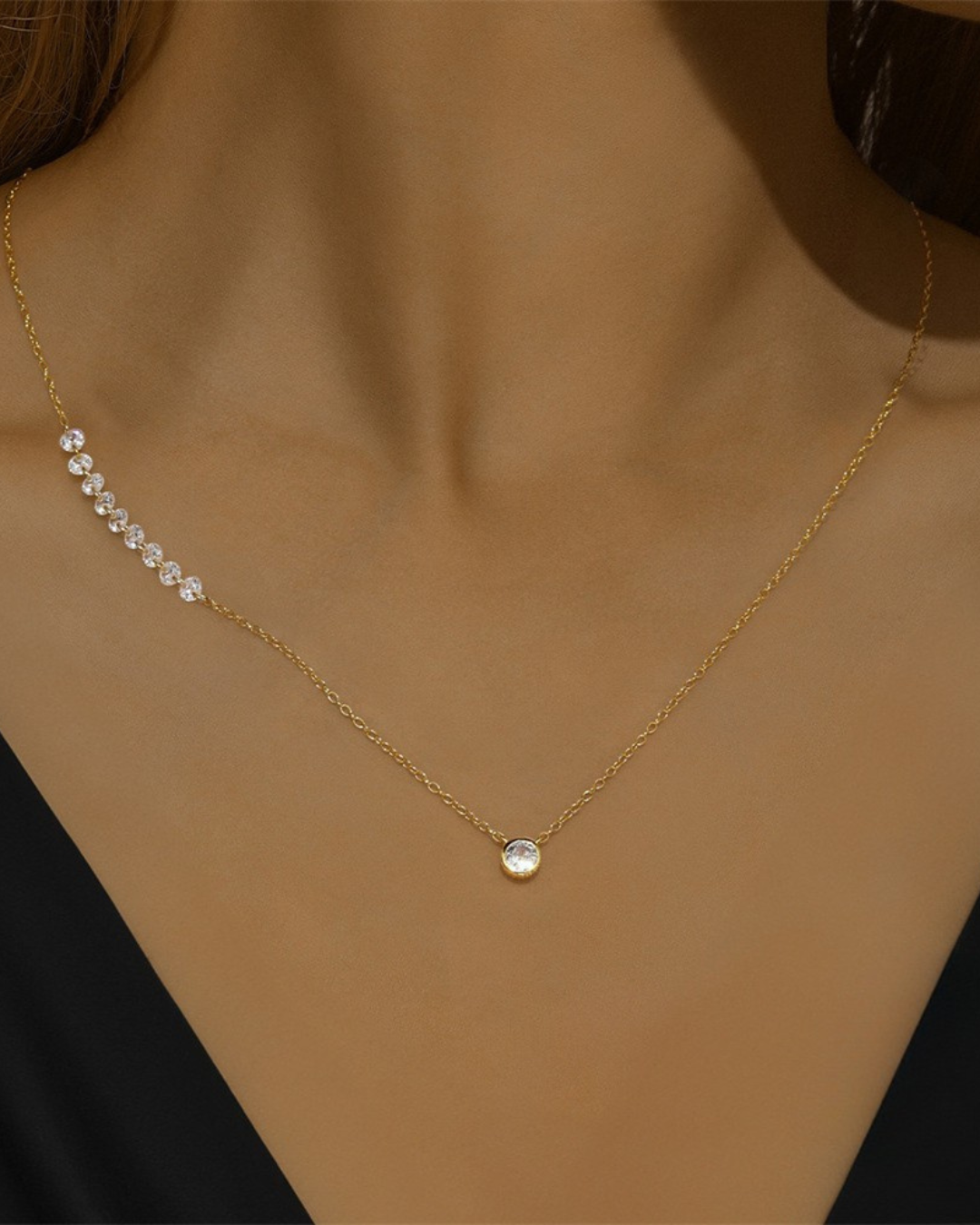 Luna D'Oro Set - Conjunto Colar e Pulseira em Prata 925 com Zircônias Serenyah