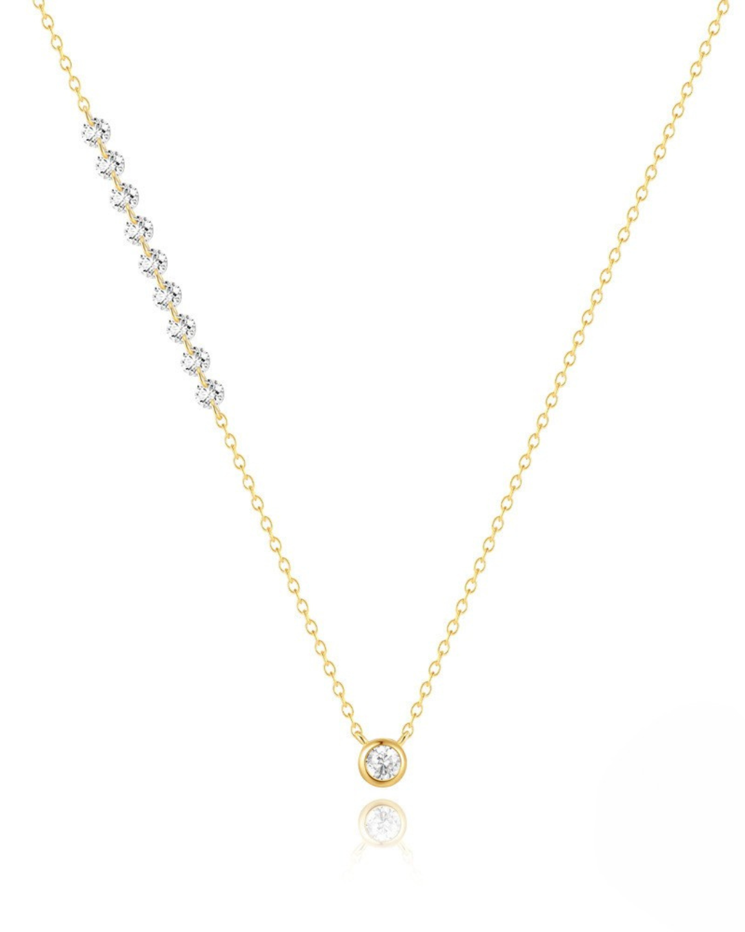 Luna D'Oro Set - Conjunto Colar e Pulseira em Prata 925 com Zircônias Serenyah