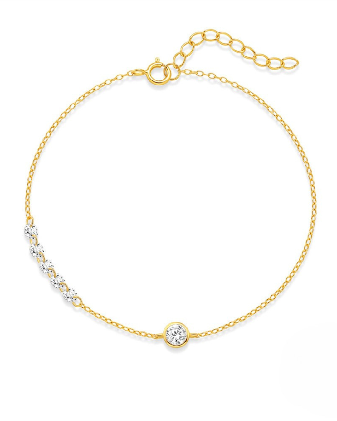 Luna D'Oro Set - Conjunto Colar e Pulseira em Prata 925 com Zircônias Serenyah