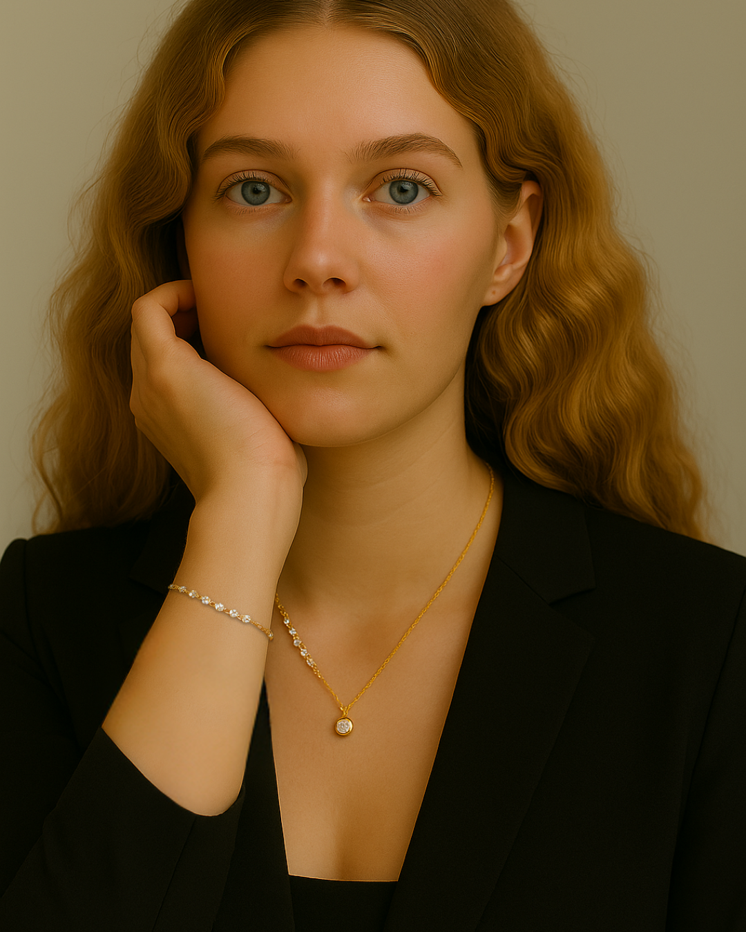 Luna D'Oro Set - Conjunto Colar e Pulseira em Prata 925 com Zircônias Serenyah