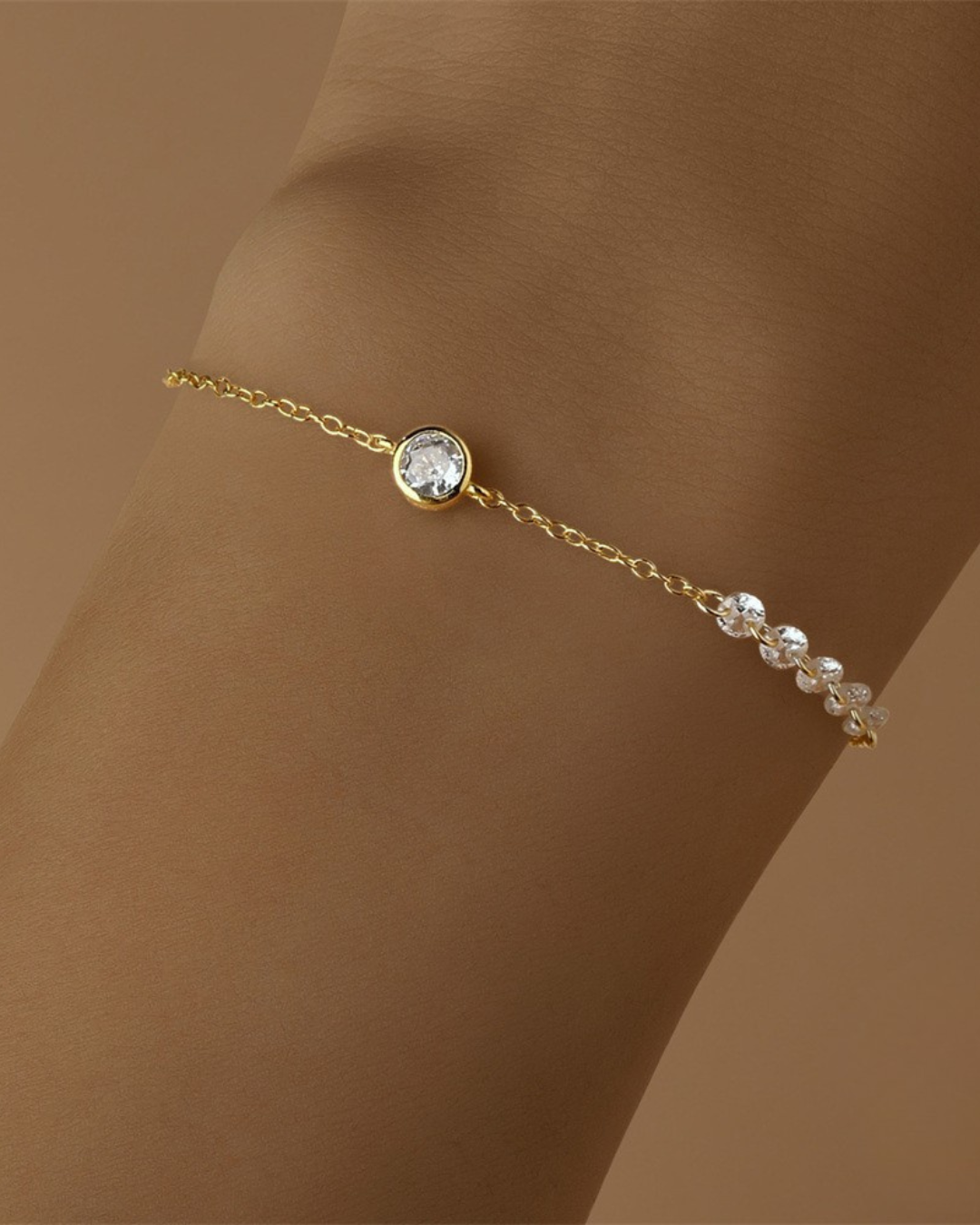 Luna D'Oro Set - Conjunto Colar e Pulseira em Prata 925 com Zircônias Serenyah