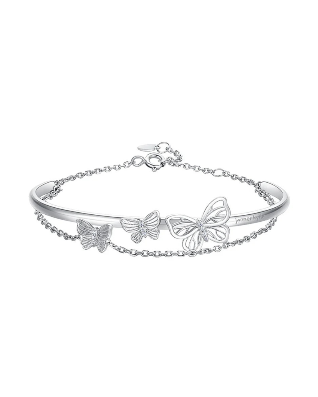 Monarque Argenté – Silver Butterfly Bracelet for Women | 3D Double Butterfly Cuff | Serenyah