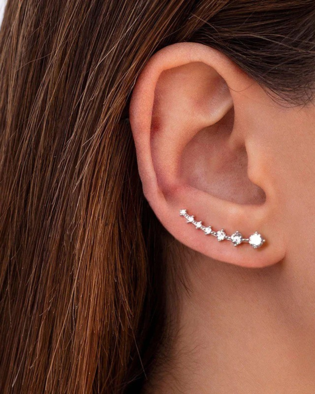 Rivoli Arc Ear‑Climber Brincos Femininos Prata 925 e Zircônia Serenyah