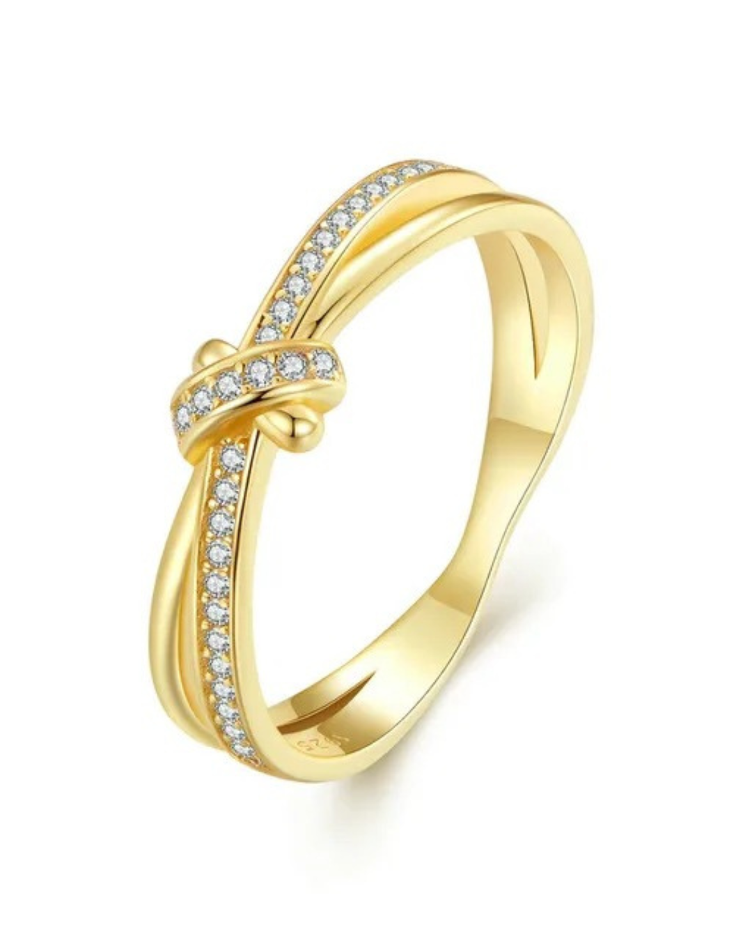Soléa Ring – Anel com nó entrelaçado em Prata 925 e cravação de zircônias em prata ou dourado