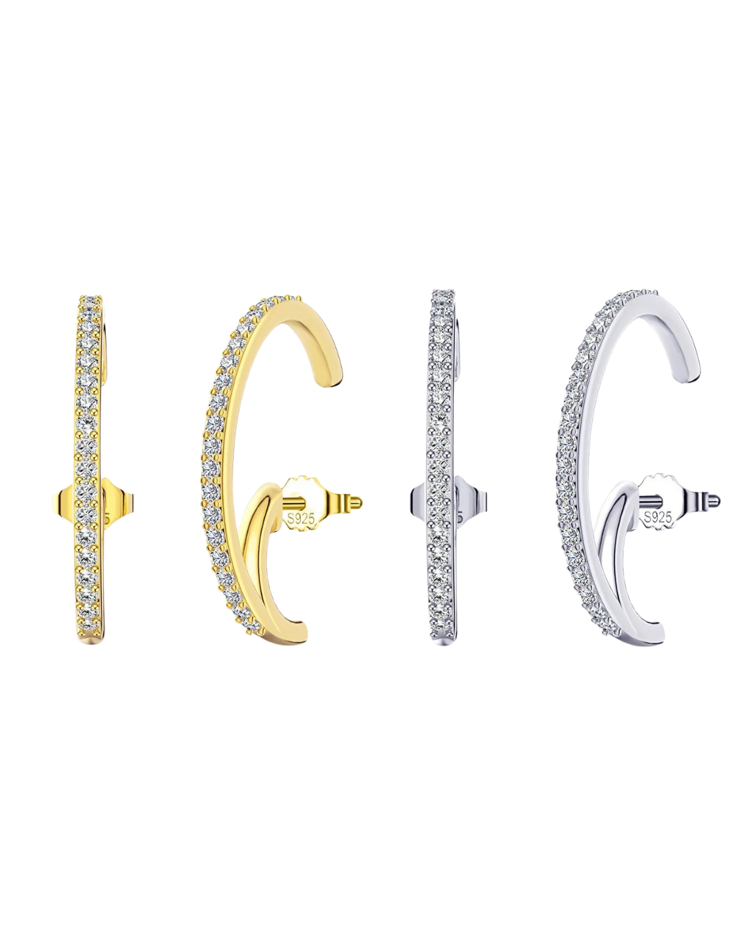Vega Arc Ear Climber Earrings | 925 Sterling Silver with 14K Gold or Platinum Plating