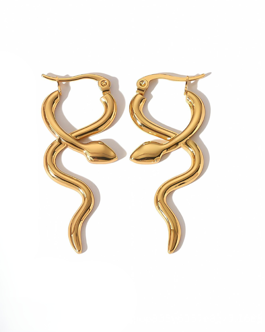 Viperra Earrings – 18K Gold Snake Drop Earrings for Women | Smooth & Textured | Serenyah