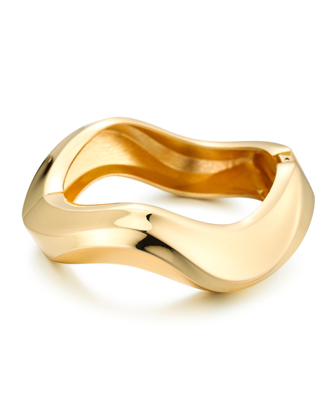 Wavelette Bangle bracelete escultural metálico feminino Serenyah