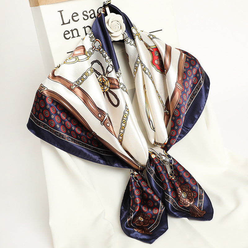 Capri Silk Scarf 90 cm Cetim Lenço Feminino Serenyah