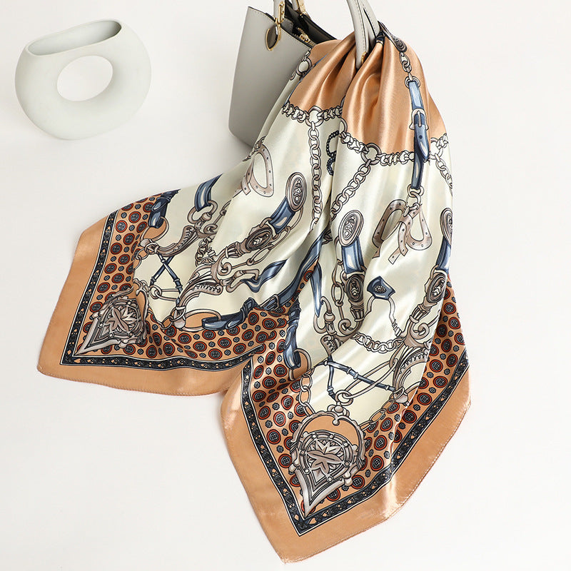 Capri Silk Scarf 90 cm Cetim Lenço Feminino Serenyah