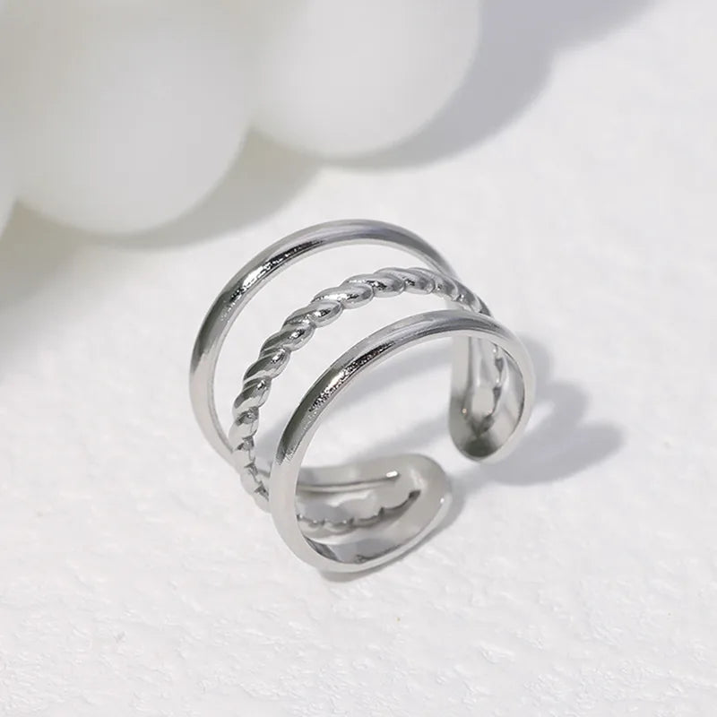 Classic Geometric Ring - Style JR080 - Steel Color