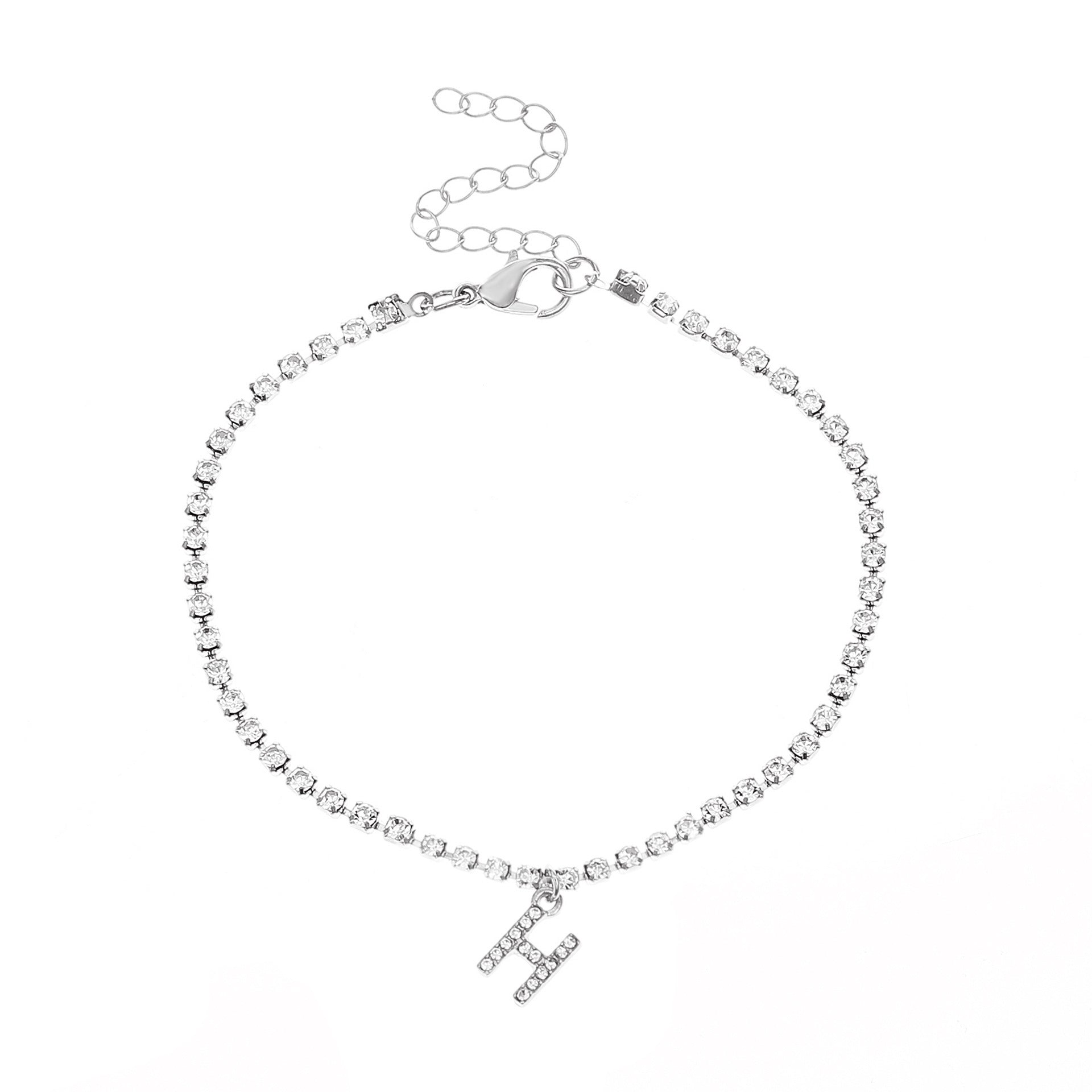 Initial Glow Letter Anklet with Zirconias Serenyah