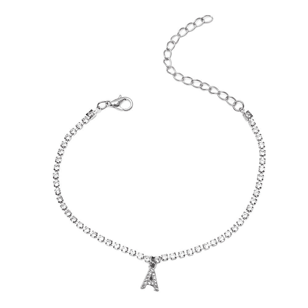 Initial Glow Letter Anklet with Zirconias Serenyah