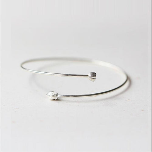 Floréa Bangle bracelete feminino floral prata minimalista