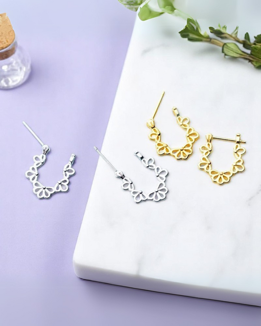 Fiore D'Or Earrings | Brincos Florais Elegantes em Prata 925